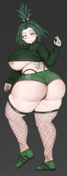 Rule 34 | absurdres, bob (bobtheneet), breasts, character request, cosplay, costume, fishnets, green hair, highres, original, scar, scar across eye