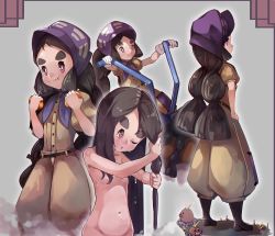 Rule 34 | 1girl, ;o, alolan diglett, alolan form, bad id, bad nicoseiga id, black hair, blush, bonnet, braid, breasts, buttons, closed mouth, creatures (company), dark skin, food, food on face, from behind, game freak, gen 7 pokemon, gloves, hair down, hand on own hip, hapu (pokemon), island kahuna, jumpsuit, long hair, looking back, mudsdale, navel, nintendo, npc trainer, nude, one eye closed, open mouth, pokemon, pokemon (creature), pokemon sm, puffy short sleeves, puffy sleeves, purple eyes, riding, riding pokemon, short sleeves, small breasts, standing, tamagokake candy, thick eyebrows, twin braids, very long hair, washing hair, wet, white gloves