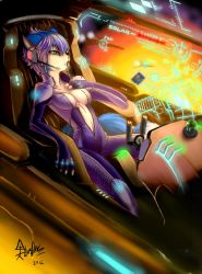 Rule 34 | 10s, 1girl, 2012, aircraft, alien, alternate costume, animal ears, aqua eyes, arwing, blue eyes, blue hair, blue skin, blush, bodysuit, breasts, center opening, character name, cleavage, cockpit, colored skin, company connection, dated, english text, falco lombardi, fingerless gloves, fishnets, fox, fox ears, fox mccloud, fox tail, furry, furry female, gloves, glowing, hair ribbon, half-closed eyes, hand on own chest, headset, highres, hot, krystal, looking to the side, luigiix, metroid, metroid (creature), multicolored skin, navel, neon trim, nintendo, no bra, open clothes, open mouth, pilot suit, profile, purple hair, radar, reclining, ribbon, short hair, sideboob, sidelocks, signature, sitting, solo focus, star fox, star fox assault, sun, sweat, tail, tail through clothes, tress ribbon, two-tone skin, unzipped, white skin, window