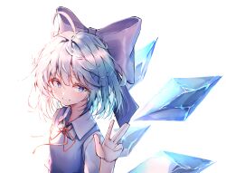 Rule 34 | absurdres, blue eyes, blue hair, cirno, cirno day, dfd, highres, ice, ice wings, looking at viewer, short hair, short sleeves, simple background, smile, touhou, wings