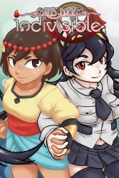 Rule 34 | 2girls, ajna (indivisible), commentary request, company connection, filia (skullgirls), fychan, highres, indivisible, lab zero games, long hair, multiple girls, school uniform, short hair, skullgirls