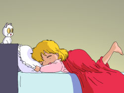 Rule 34 | 1990s (style), akazukin chacha, barefoot, bed, chacha, closed eyes, highres, pajamas, sleeping