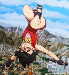 Rule 34 | 1girl, armpits, artist name, bare shoulders, black eyes, black footwear, black gloves, black hair, boruto: naruto next generations, bracelet, breasts, building, child, city, cityscape, clenched hands, cloud, collarbone, day, dress, epic, eyelashes, feet, female focus, fighting stance, floating hair, full body, glasses, gloves, highres, holding, holding weapon, jewelry, jumping, knees up, landscape, legs, looking at viewer, minidress, mountainous horizon, naruto (series), neck, ninja, outdoors, outstretched arms, parkour, parted bangs, pollo1567, red-framed eyewear, red dress, sandals, shiny clothes, shiny skin, short hair, single glove, sky, skyscraper, sleeveless, sleeveless dress, small breasts, spread arms, sunlight, thighs, toeless footwear, toenails, toes, uchiha sarada, upside-down, weapon, wind, wind lift, yellow neckwear
