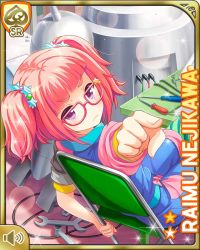 Rule 34 | 1girl, blue jacket, bow, buttons, chair, character name, closed mouth, collar, english text, from behind, girlfriend (kari), glasses, gloves, indoors, jacket, jumpsuit, looking at viewer, nejikawa raimu, official art, pink bow, pink hair, pink jacket, pockets, pointing, pointing at viewer, purple eyes, qp:flapper, robot, screwdriver, short hair, table, tagme, tools, twintails, v-shaped eyebrows, wire, worried, wrench