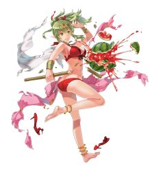 Rule 34 | 1girl, anklet, armpits, ass, barefoot, bikini, bracelet, breasts, butt crack, cleavage, feet, female focus, fire emblem, fire emblem awakening, fire emblem heroes, food, fruit, full body, green eyes, green hair, high heel sandals, highres, holding, injury, jewelry, large breasts, long hair, matching hair/eyes, nintendo, official art, pointy ears, ponytail, red bikini, red heels, ryona, sandals, solo, suikawari, swimsuit, tiki (adult) (fire emblem), tiki (adult) (summer) (fire emblem), tiki (fire emblem), torn bikini, torn clothes, torn swimsuit, transparent background, watermelon
