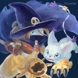 Rule 34 | animal ears, cat, cat ears, digimon, gloves, hat, highres, holy ring, jewelry, ring, skull, tail, tailmon, wizard, wizard hat, wizarmon