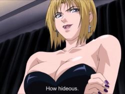Rule 34 | 00s, 2girls, anal squirting, animated, animated gif, bible black, blonde hair, blue eyes, blush, crawling, femdom, high heels, inflation, kitami reika, lowres, multiple girls, nail polish, purple eyes, purple nails, red hair, stepped on, stomach bulge, subtitled, takashiro hiroko, thighhighs, water inflation, water torture