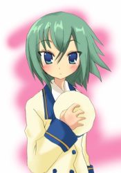 Rule 34 | 00s, beret, blue eyes, green hair, hat, iwasaki minami, lowres, lucky star, non-web source, short hair, solo