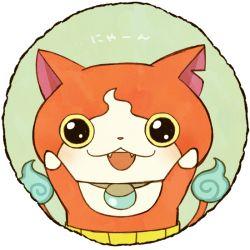 Rule 34 | 10s, ayu (mog), bad id, bad pixiv id, cat, close-up, fangs, flame-tipped tail, haramaki, jibanyan, looking at viewer, multiple tails, no humans, notched ear, nyan, open mouth, round image, solo, tail, two tails, upper body, traditional youkai, youkai watch