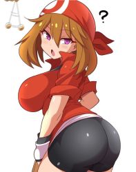 Rule 34 | 1girl, ass, breasts, brown hair, creatures (company), game freak, hypnosis, konno tohiro, large breasts, looking at viewer, may (pokemon), mind control, nintendo, open mouth, pokemon, pokemon rse, purple eyes