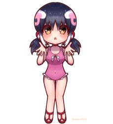 Rule 34 | 1girl, african penguin (kemono friends), black hair, hikarikmy, kemono friends, kemono friends v project, long hair, looking at viewer, penguin girl, simple background, solo, swimsuit, virtual youtuber