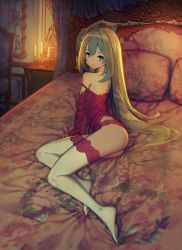Rule 34 | 1girl, ass, babydoll, bed, blue eyes, blush, candle, candlestand, chair, closed mouth, fate/grand order, fate (series), from side, grey hair, hair between eyes, hair down, hoshi o mite, indoors, lace, lace-trimmed legwear, lace trim, leaning to the side, light smile, lingerie, long hair, long legs, looking at viewer, marie antoinette (fate), on bed, panties, pillow, red panties, sidelocks, sitting, solo, thighhighs, thighs, underwear, very long hair, white thighhighs, yokozuwari