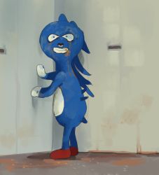 Rule 34 | 1other, from side, highres, looking at viewer, meme, mossacannibalis, no humans, parody, sanic, scp-173, scp foundation, solo, sonic (series), sonic the hedgehog, standing