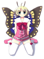 Rule 34 | 1girl, antennae, blonde hair, fairy, kugui kiyunemu, shimon (shimotsuma), shimotsuma, solo, thighhighs, wings