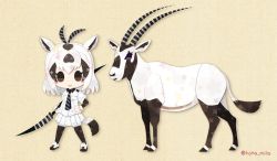 Rule 34 | animal ears, arabian oryx (kemono friends), gloves, kemono friends, kemono friends 2, kemono friends 3, kikuchi milo, necktie, school uniform, shirt, skirt, tail
