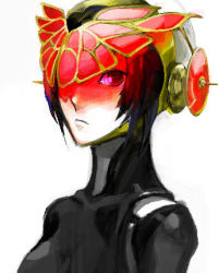 Rule 34 | 1girl, android, atlus, black hair, lowres, metis (persona), persona, persona 3, short hair, simple background, solo