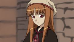Rule 34 | 00s, dtmech, highres, holo, long hair, red eyes, red hair, solo, spice and wolf, vector trace