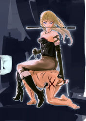 Rule 34 | 1boy, 1girl, barefoot, bdsm, blonde hair, blue eyes, character request, cum, cumdrip, femdom, image sample, leash, penis, pixiv sample, pony play, resized, riding, riding crop, shida (ddfd), sitting, sitting on person, tagme