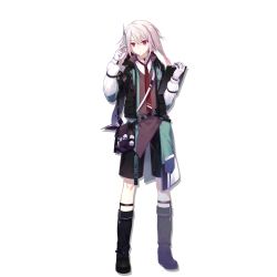 Rule 34 | 1boy, animal ears, ansel (arknights), arknights, artist request, black jacket, brown vest, commentary request, dated, doctor, frown, full body, gloves, gradient background, grey background, hair between eyes, hand in pocket, hand up, holding, holding syringe, jacket, long hair, long sleeves, looking at viewer, lop rabbit ears, male focus, necktie, non-web source, official art, pink hair, rabbit boy, rabbit ears, red eyes, red necktie, shirt, simple background, solo, source request, straight-on, syringe, transparent background, trap, vest, white gloves, white shirt