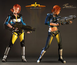 Rule 34 | 3d, cosplay, cosplay photo, full body, gun, jessica cannon, photo (medium), real life, red hair, sin (game), twintails, weapon