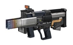 Rule 34 | absurdres, bullpup, energy gun, from side, gun, highres, no humans, original, puremage, science fiction, scope, solo, submachine gun, trigger, weapon, weapon focus, white background