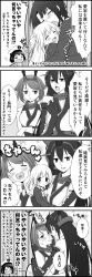 Rule 34 | 10s, 4koma, 5girls, ^ ^, atago (kancolle), bad id, bad pixiv id, bare shoulders, blush, child, closed eyes, comic, closed eyes, female admiral (kancolle), greyscale, hairband, hat, heart, heart in mouth, highres, hug, kantai collection, long hair, monochrome, multiple girls, mutsu (kancolle), nagato (kancolle), no headwear, no headwear, open mouth, short hair, smile, ^^^, takao (kancolle), translation request, udon (shiratama), aged down, yuri