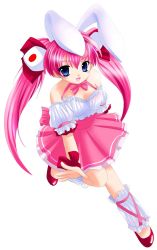 Rule 34 | 1girl, animal ears, bow, di gi charat, namamo nanase, pink bow, rabbit ears, simple background, solo, usada hikaru, white background