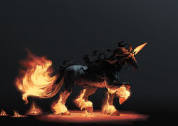 Rule 34 | dark, darkness, fiery tail, fire, horse, naknak, no humans, tail, unicorn
