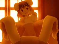 Rule 34 | 2girls, :d, ahoge, animal, animal ears, backlighting, rabbit, commentary request, convenient censoring, flashing, flat chest, floppy ears, groin, head tilt, highres, inaba mob (touhou), inaba tewi, indoors, looking at another, medium hair, multiple girls, navel, nude, open mouth, rabbit ears, reisen udongein inaba, shirosato, smile, solo focus, stomach, touhou, towel, twilight, upper body, window