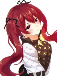 Rule 34 | 1girl, aone hiiro, closed mouth, fire emblem, fire emblem fates, from side, hair ribbon, long hair, looking to the side, nintendo, red hair, ribbon, selena (fire emblem fates), simple background, solo, twintails, upper body, white background