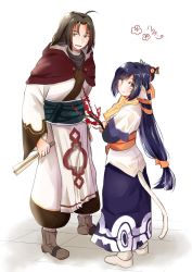 Rule 34 | 1boy, 1girl, absurdly long hair, ahoge, ainu clothes, animal ears, aquaplus, arms under breasts, black hair, blush, boots, branch, breasts, brown eyes, brown hair, cat tail, closed mouth, coat, coat on shoulders, crossed arms, dress, eyes visible through hair, flower, from behind, from side, full body, gradient eyes, gradient hair, hair ornament, hair over one eye, haku (utawarerumono), hand fan, height difference, highres, holding, holding fan, holding weapon, hood, hood down, hooded coat, kuon (utawarerumono), kurage 727, layered sleeves, leaning forward, long hair, long sleeves, looking at viewer, low-tied long hair, medium breasts, multicolored eyes, multicolored hair, open mouth, orange sash, parted bangs, ponytail, raised eyebrows, sash, scarf, shiny clothes, sidelocks, smile, standing, swept bangs, tail, utawarerumono, utawarerumono: itsuwari no kamen, very long hair, weapon, white tail, wide sleeves, yellow eyes, yellow scarf
