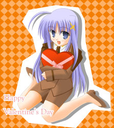 Rule 34 | 00s, 1girl, argyle, argyle background, argyle clothes, bare legs, box, brown skirt, crossed arms, hair ornament, happy valentine, heart, heart-shaped box, long sleeves, looking at viewer, lyrical nanoha, mahou shoujo lyrical nanoha, mahou shoujo lyrical nanoha strikers, military, military uniform, pencil skirt, pink ribbon, reinforce zwei, ribbon, simple background, sitting, skirt, sleeves rolled up, solo, uniform, valentine, wariza, x hair ornament