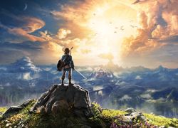 Rule 34 | 1boy, absurdres, arrow (projectile), aura, bird, blonde hair, boots, bow (weapon), castle, cliff, cloud, cloudy sky, dark aura, flower, from behind, grass, highres, link, male focus, moon, mountain, nature, nintendo, official art, plant, pointy ears, ponytail, quiver, rock, scabbard, scenery, sheath, shield, short ponytail, sky, smoke, solo, standing, sunset, sword, the legend of zelda, the legend of zelda: breath of the wild, tree, volcano, weapon