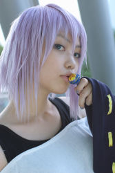 Rule 34 | candy, cosplay, highres, kaieda kae, lollipop, photo (medium), purple hair, rosario+vampire, shirayuki mizore, tank top