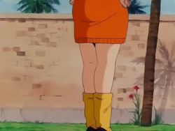 Rule 34 | 1980s (style), 1boy, 1girl, animated, animated gif, bulma, clenched teeth, creature, dragon ball, head out of frame, legs, lower body, lowres, oldschool, oolong, outdoors, panties, panty peek, pig snout, retro artstyle, skirt, sweat, teeth, underwear, upskirt