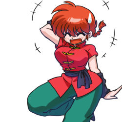 Rule 34 | 1girl, blush, chinese clothes, embarrassed, laughing, lowres, open mouth, ranma-chan, ranma 1/2, solo, tagme, tangzhuang, wanta (futoshi)