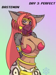 Rule 34 | absurdres, animal ears, bastemon, cat, cat ears, cat girl, cat tail, digimon, fang, highres, smile, tail
