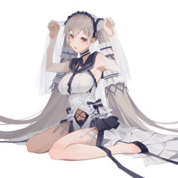 Rule 34 | 1girl, absurdres, arms up, azur lane, black footwear, breasts, dress, formidable (azur lane), formidable (timeless classics) (azur lane), high heels, highres, kaikaikai, long hair, looking at viewer, medium breasts, navel, official alternate costume, on floor, open mouth, paw pose, platinum blonde hair, red eyes, smile, solo, twintails, very long hair, white background, white dress