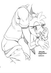 Rule 34 | 1boy, 1girl, amy rose, clothes pull, from side, furry, interspecies, panties, panties around leg, pants, pants pull, solo focus, sonic (series), underwear