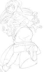Rule 34 | 1girl, absurdly long hair, absurdres, ainu clothes, animal ears, aquaplus, arm up, ass, bent over, boots, breasts, dress, from above, from behind, from below, greyscale, hair between eyes, hair over one eye, head tilt, high ponytail, highres, huge ass, kuon (utawarerumono), layered sleeves, leg up, long hair, long sleeves, looking at viewer, low-tied long hair, medium breasts, monochrome, open mouth, pex, ponytail, sash, scarf, side slit, sidelocks, solo, standing, standing on one leg, swept bangs, utawarerumono, utawarerumono: itsuwari no kamen, very long hair, wide sleeves