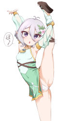 Rule 34 | 1girl, :o, antenna hair, armpits, blush, breasts, cameltoe, detached sleeves, dress, elf, flexible, flower, foot out of frame, groin, groin tendon, hair between eyes, hair flower, hair ornament, highres, kokkoro (princess connect!), leg hold, leg lift, leg up, looking at viewer, nekono matatabi, panties, pink eyes, pointy ears, princess connect!, sandals, see-through, see-through sleeves, silver hair, simple background, sketch, sleeveless, sleeveless dress, small breasts, solo, split, standing, standing on one leg, standing split, stretching, thighs, underwear, white background, white flower, white panties