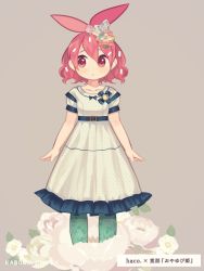 Rule 34 | 1girl, alternate hair length, alternate hairstyle, arms at sides, artist name, corsage, flaky (happy tree friends), flower, frown, hair between eyes, happy tree friends, kab00m chuck, red eyes, red hair, short hair, simple background, solo, standing, translation request, wavy hair
