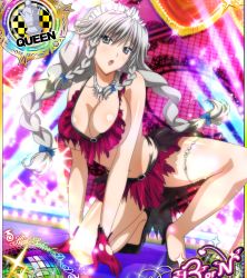 Rule 34 | 10s, 1girl, breasts, card (medium), cleavage, grayfia lucifuge, grey eyes, grey hair, high school dxd, highres, large breasts, long hair, mature female, solo