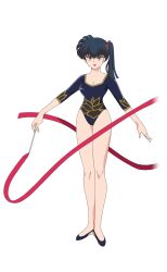 Rule 34 | 1girl, breasts, cleavage, gymnastics ribbon, highres, kunou kodachi, leotard, official art, ranma 1/2, ribbon, shoes, side ponytail, solo, transparent background