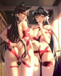 Rule 34 | 2girls, :p, absurdres, anal, anal object insertion, animal ears, arm behind back, ass, atago (azur lane), azur lane, back, black hair, blush, bow, box, breasts, butt crack, butt plug, candy, chocolate, chocolate heart, clitoris, collarbone, cowboy shot, day, dimples of venus, extra ears, eyelashes, food, from behind, gift, gift box, gluteal fold, groin, hair bow, hair ornament, hair ribbon, half-closed eyes, hand to own mouth, heart, high ponytail, highres, huge breasts, indoors, large breasts, long hair, looking at viewer, looking back, lucknight, mole, mole under eye, multiple girls, naked ribbon, nipples, object insertion, pink lips, ponytail, puffy nipples, pussy, red ribbon, ribbon, sex toy, shiny skin, shoulder blades, sidelocks, smile, standing, stomach, takao (azur lane), teeth, thighs, third-party edit, tongue, tongue out, uncensored, upper teeth only, valentine, very long hair, white bow, window