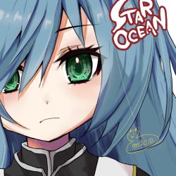 Rule 34 | 1girl, blue hair, commentary request, green eyes, highres, long hair, looking at viewer, maria traydor, solo, star ocean, star ocean till the end of time