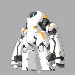 Rule 34 | grey background, mecha, no humans, original, pump (pumpqmuq), robot, simple background, solo, standing