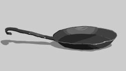 Rule 34 | frying pan, grey background, greyscale, highres, monochrome, no humans, object focus, original, simple background, still life, tsukumizu yuu