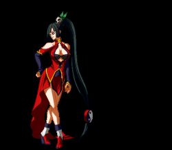 Rule 34 | animated, animated gif, arc system works, black hair, blazblue, blazblue: calamity trigger, bouncing breasts, breasts, cleavage, glasses, litchi faye ling, long hair, official art, very long hair