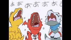 agumon animated audible_speech bulkmon crying digimon digimon_(creature) english_audio gammamon guilmon horns looking_at_another meme sleeping sound tail video wings xv-mon